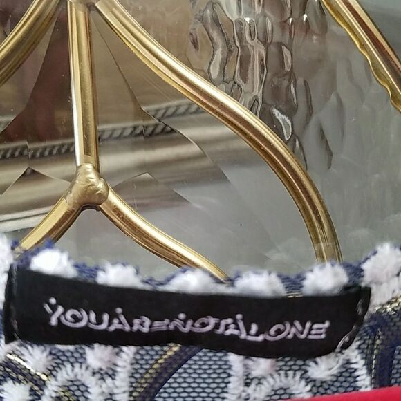 You Are Not Alone blue white  sheer top Sz. S - Picture 4 of 5